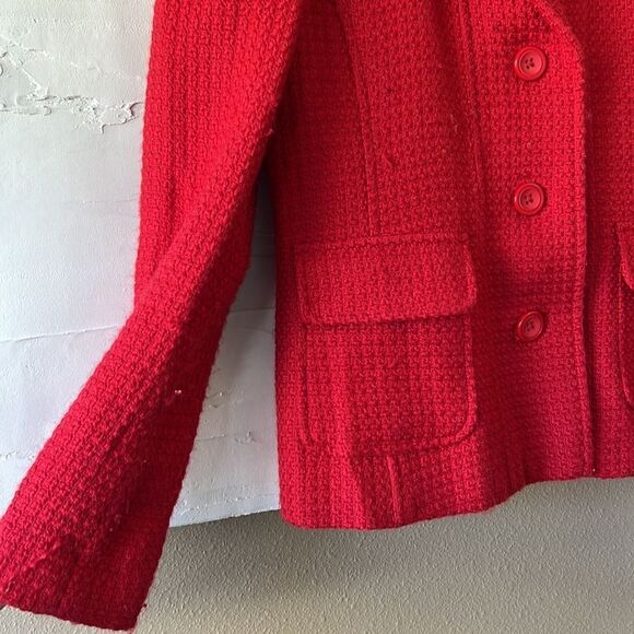 Red dress tweed blazer, fitted silk lined size 4 - Picture 4 of 5